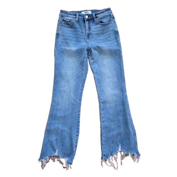 Mica Los Angeles Jeans Women's Straight Leg Raw Hem Pockets Blue Size 26 A001247 - Picture 1 of 11